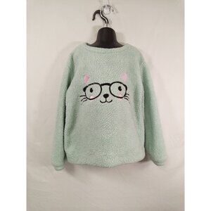 Bobbie Brooks Girls Green Pink Cat Sweatshirt M (7/8)